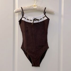 Brown and White Leotard/Bodysuit